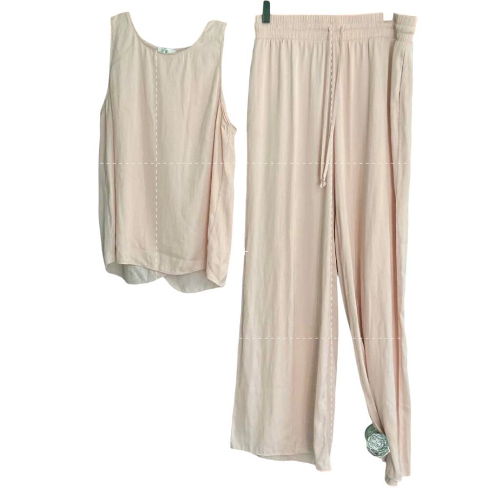 EUC Socialite Satin Lounge or Sleep Set Blush Pink Women's Size Medium